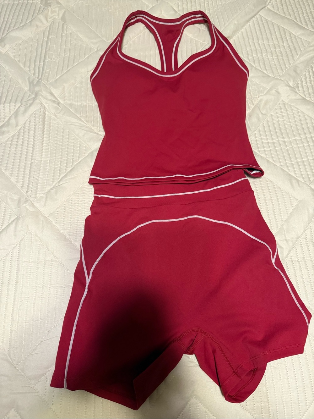 Women’s Racerback Tank and Short Set in Deep Red